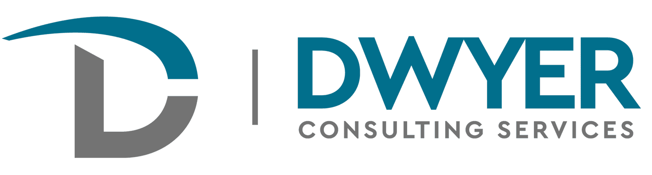 Logo featuring a stylized "D" in blue and gray, followed by the text "DWYER CONSULTING SERVICES" in blue and gray.