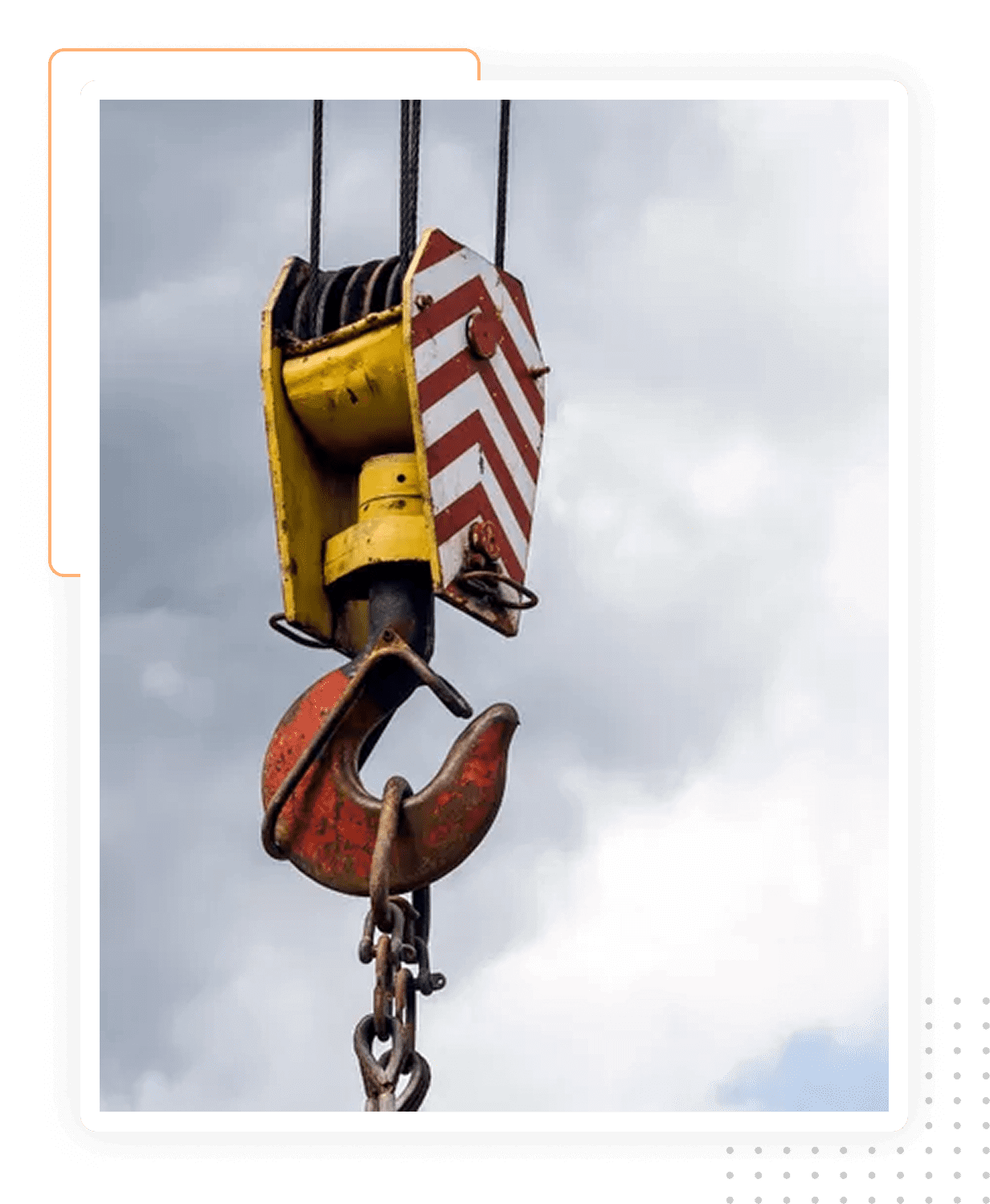 A crane with a chain attached to it.