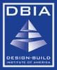 A blue and white logo for the design-build institute of america.